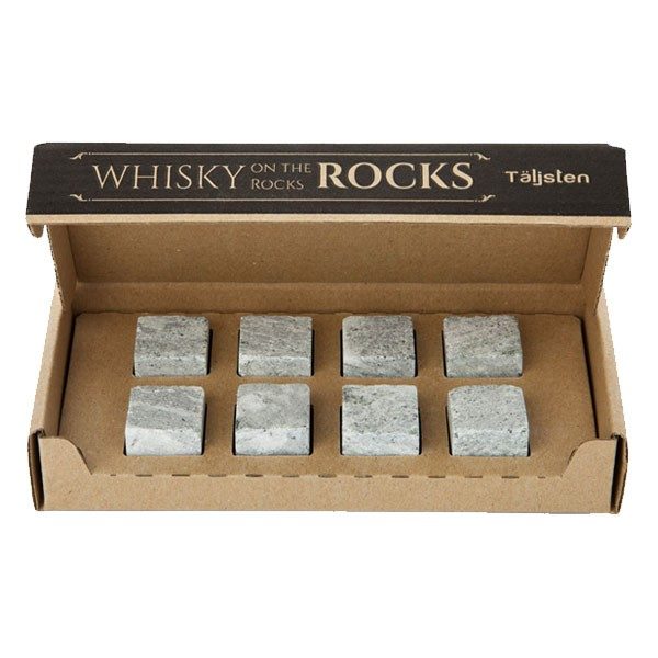 Pierres à whisky - Coffret de pierres ollaires scandinaves - 8 Glaçons en pierre + sachet cold pack - Marque Täljsten - Suède